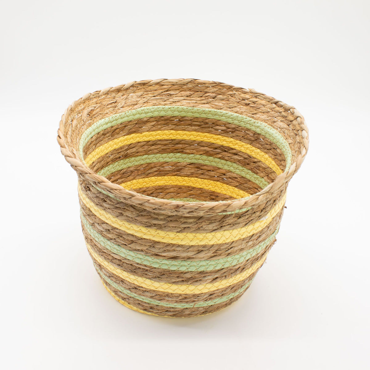 Seagrass Vase-Shaped Baskets, Yellow and Green, Set of 3