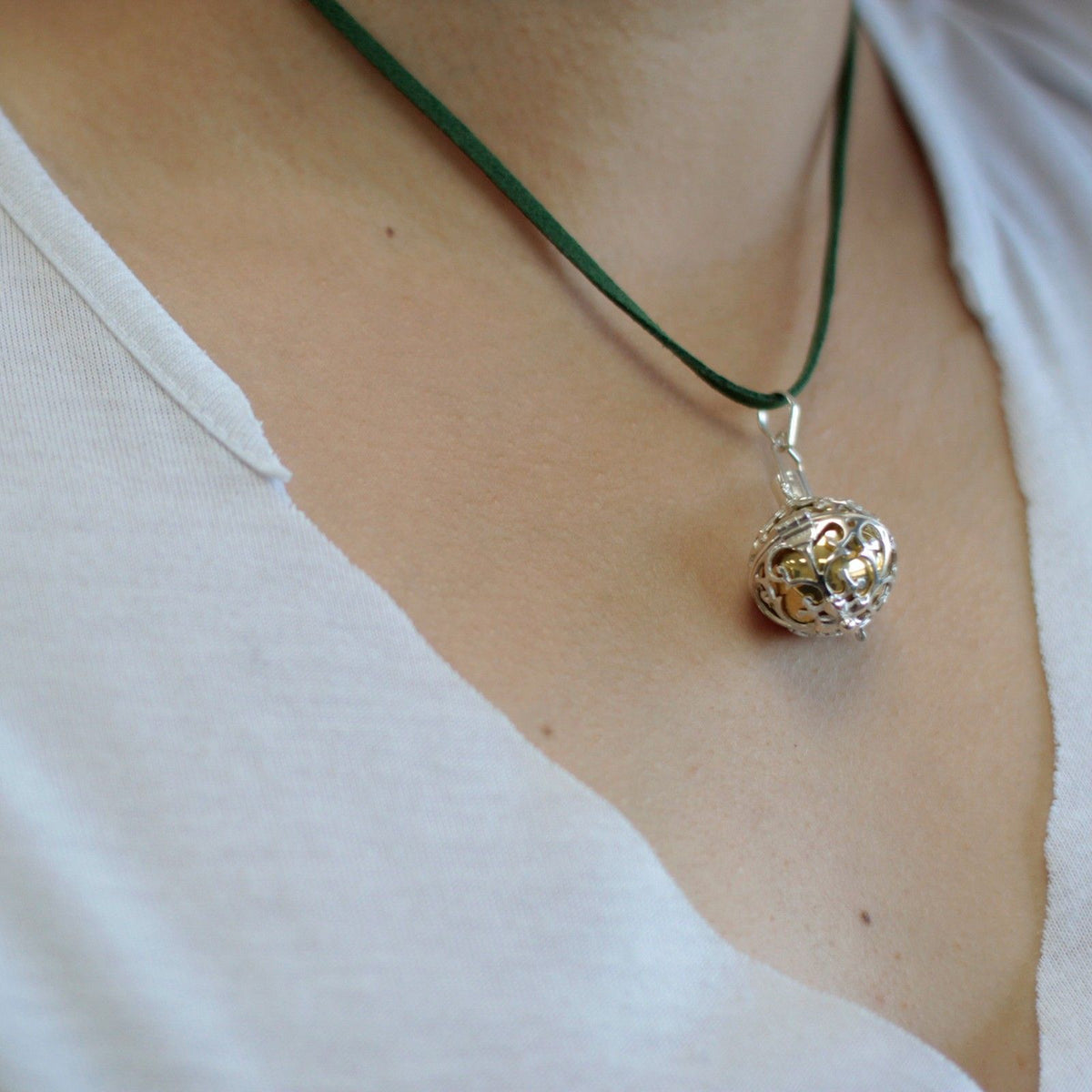 Silver Angel Bell Necklace - Healing - 23mm – view 2