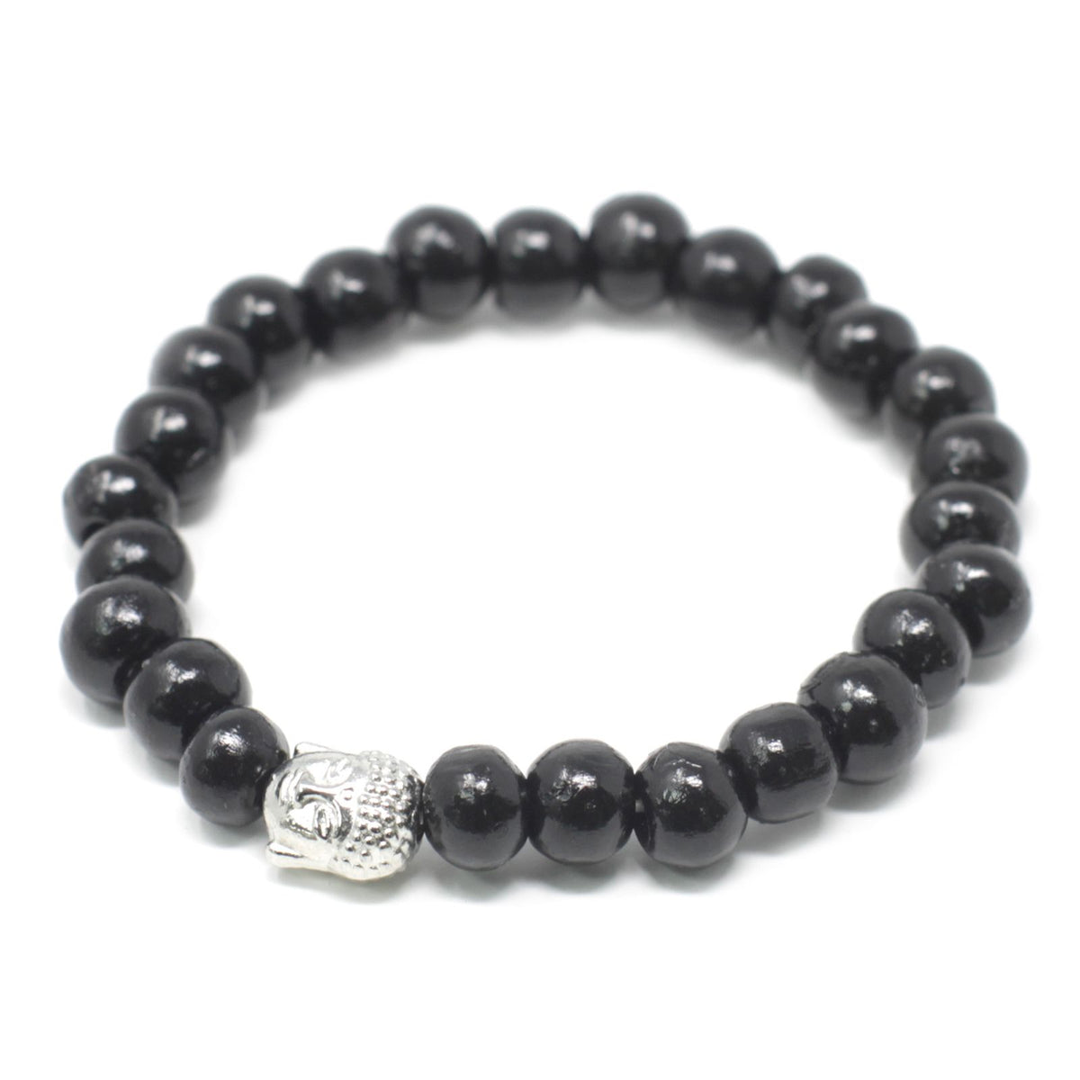 Dark Wood Beads Bracelet with Buddha Charm – view 4