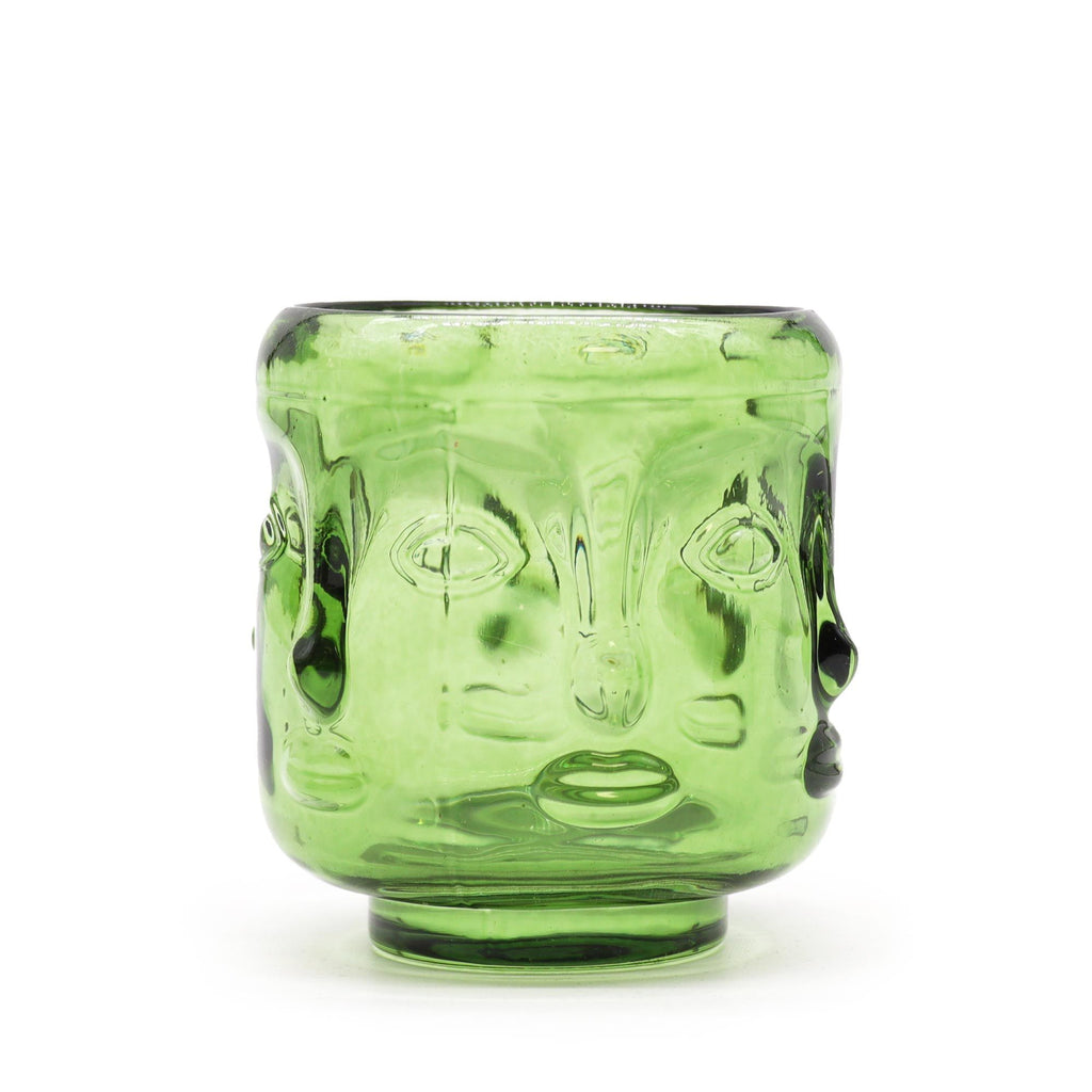 Buddha Faces Glass Candle Jar Set - Garden Jade