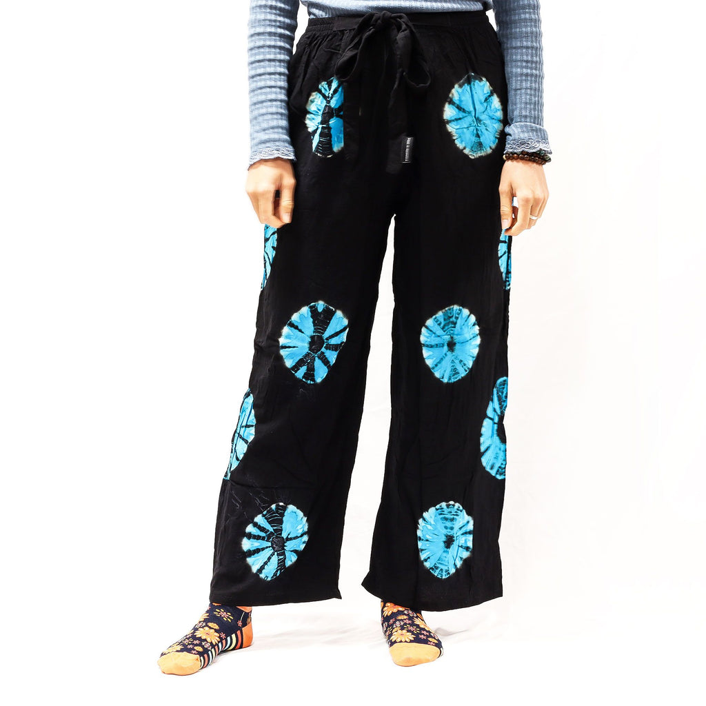 Japanese Style Lounge Pants - Black and Blue Tie-Dye - L – view 2