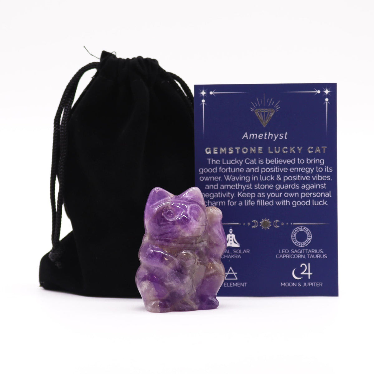Amethyst Lucky Cat Figure 50x35x25mm