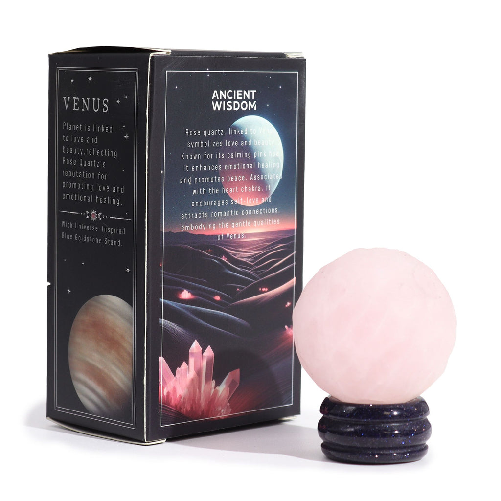 Rose Quartz Planet on Goldstone Stand - 40mm – view 3