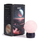 Rose Quartz Planet on Goldstone Stand - 40mm – view 3