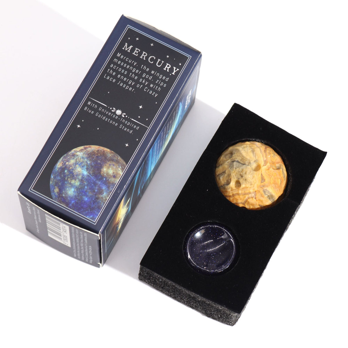 Crazy Lace Jasper Planet on Goldstone Stand - 40mm – view 3