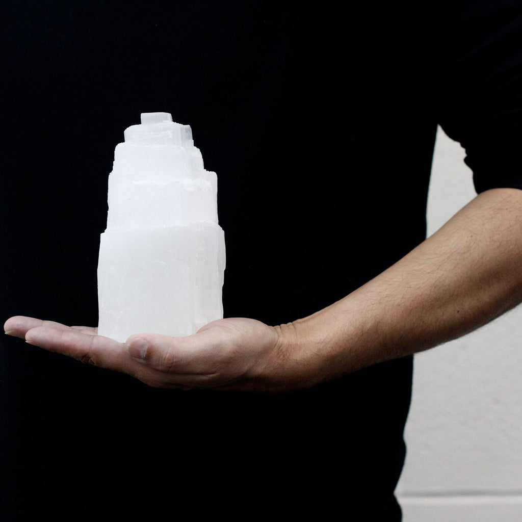 Natural Selenite Tower Lamp - 15 cm – view 3