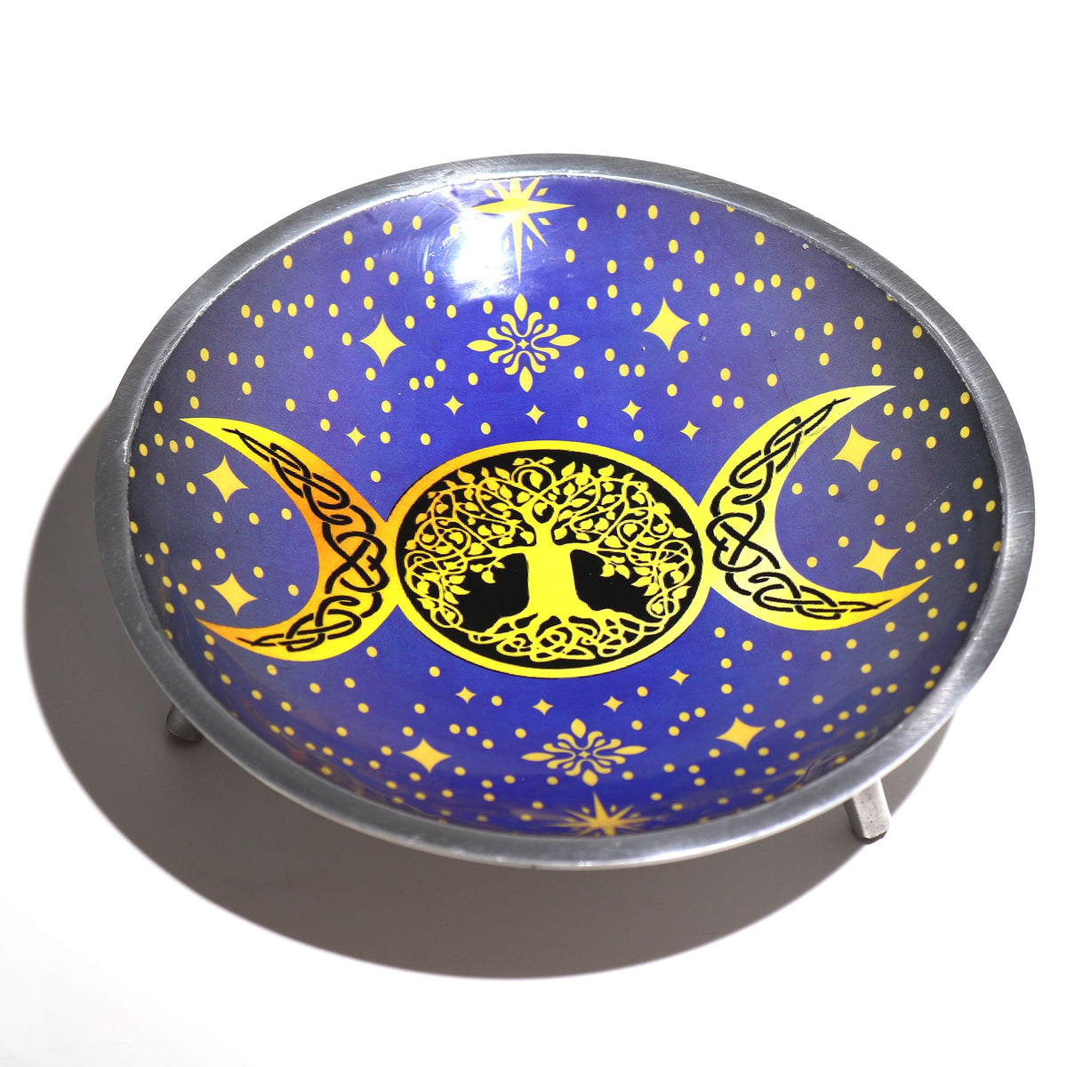 Triple Leg Enamelled Offering Plate - Purple Triple Moon – view 3