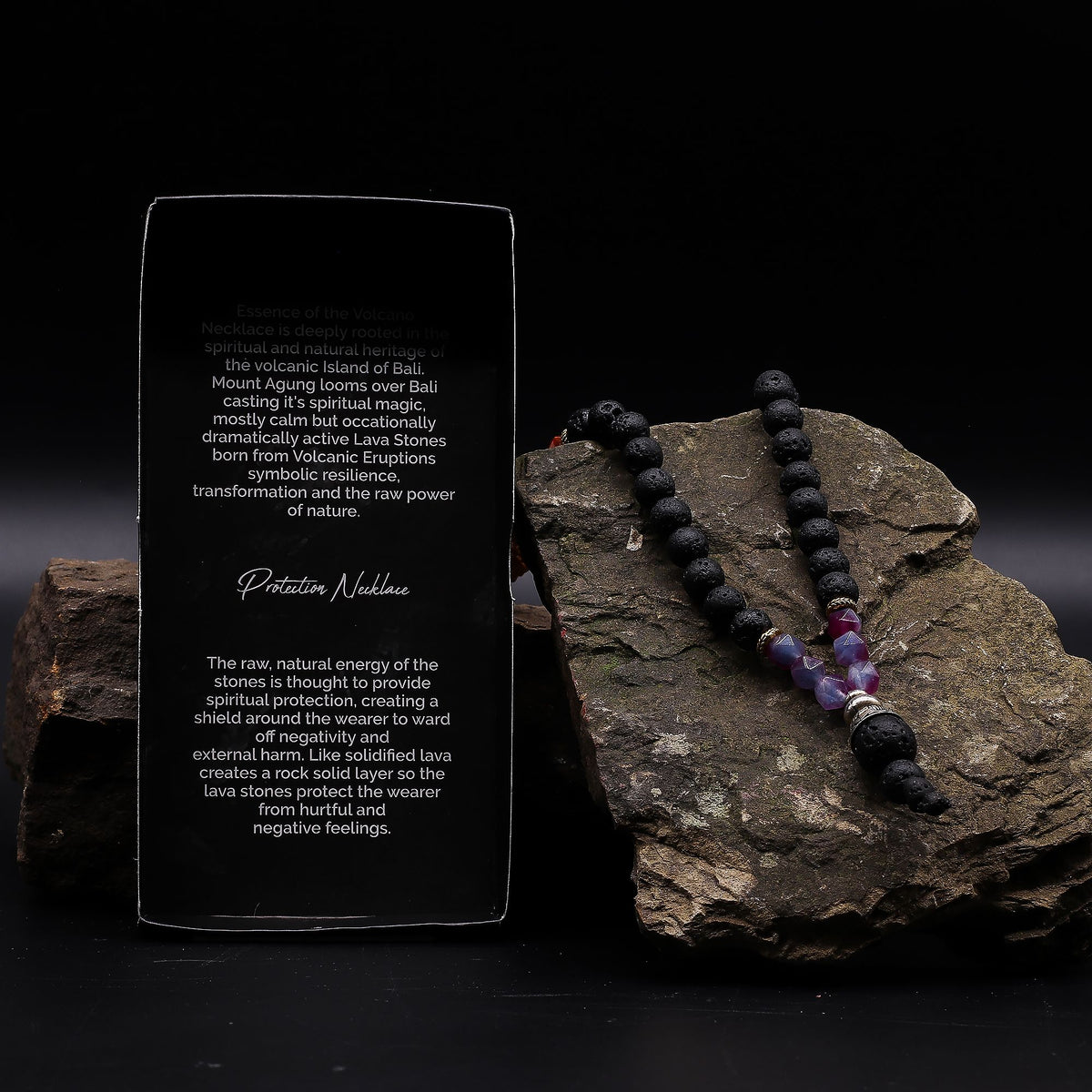 Lava Stone and Amethyst Necklace - Embracing the Dark Side – view 3