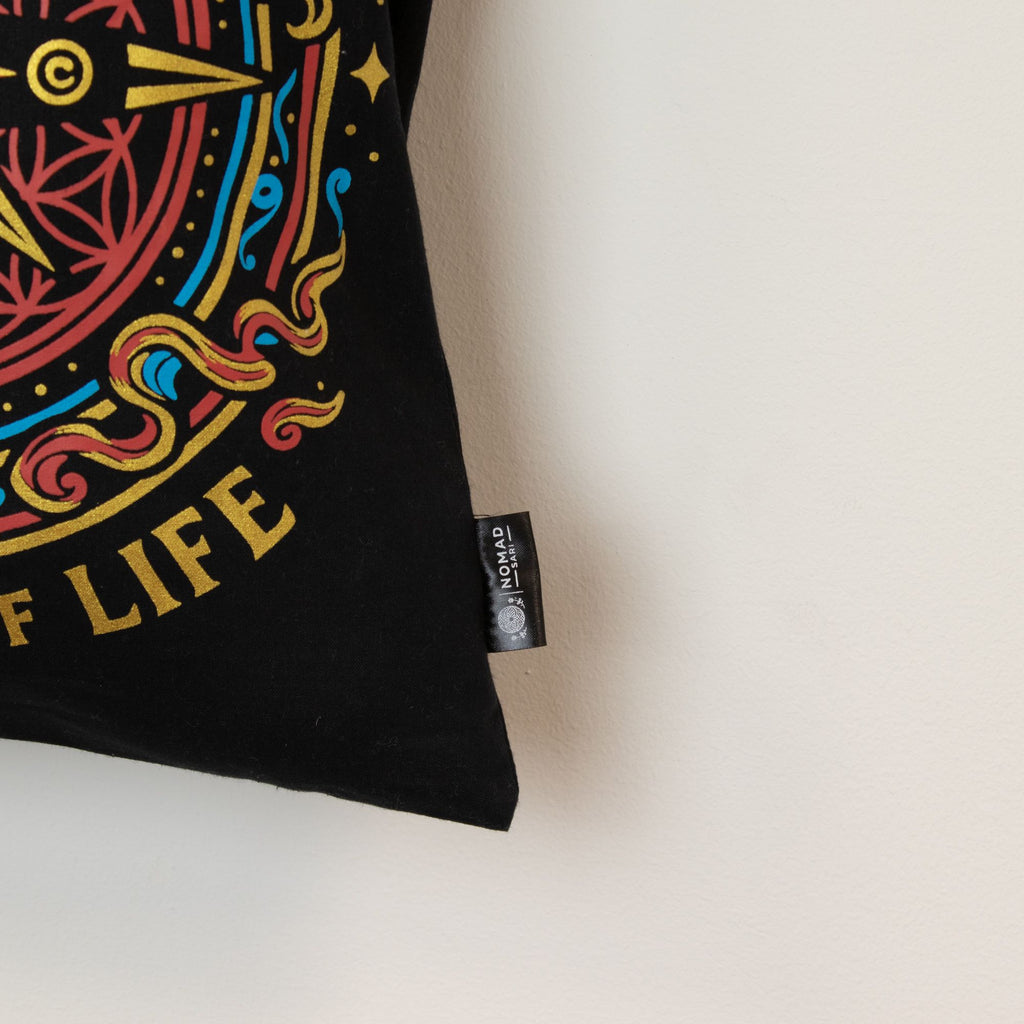 Compass of Life Cotton Tote Bag - Black
