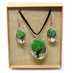 Tree of Life Pressed Flower Jewellery Set - Green – view 3