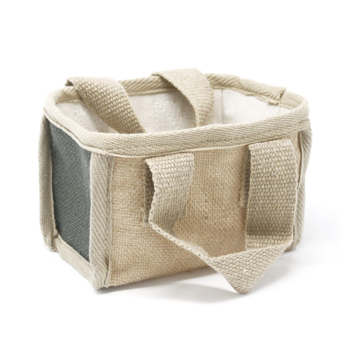 Mini Jute Shopping Basket 16x10x12cm Charcoal – view 6