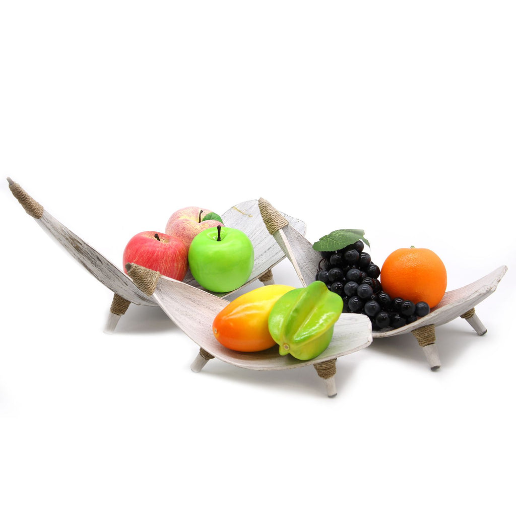 Coconut Leaf Fruit Bowl Set of 3 - Whitewash, 30 x 22 cm – view 4