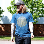 Nomad Sari Stonewashed Cotton T-Shirt – Mandala – Blue – Large