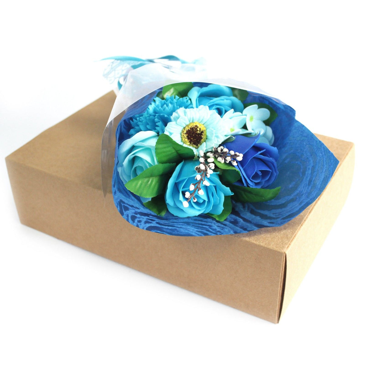 Boxed Soap Flower Bouquet - Blue – view 2
