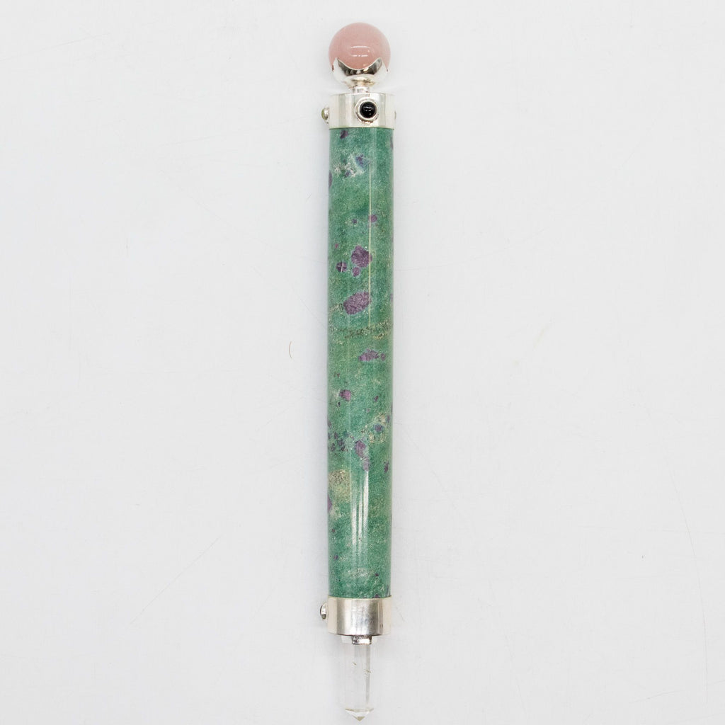 Verdant Heart Wand - Ruby Fuchsite and Rose Quartz Sphere - 23cm – view 2