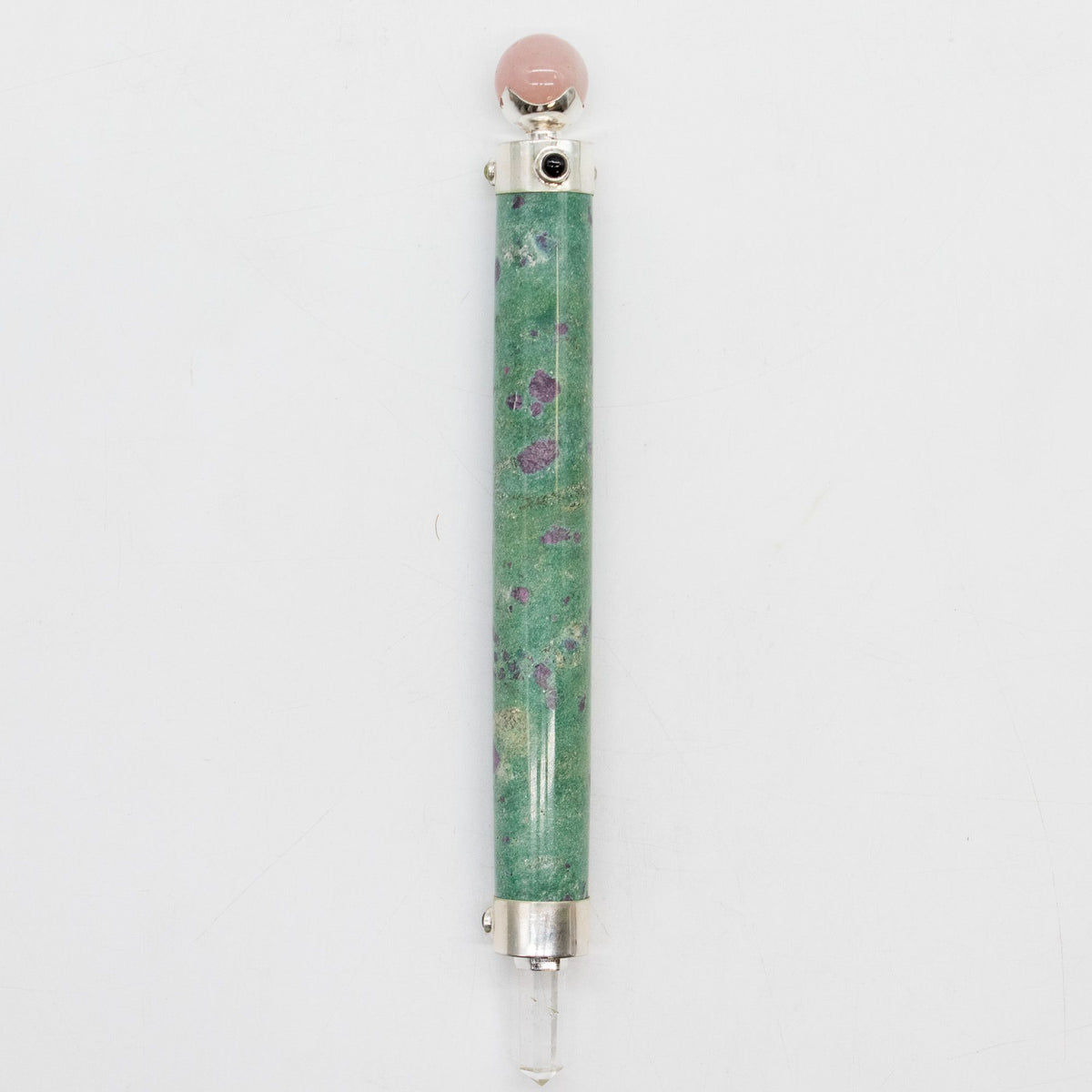 Verdant Heart Wand - Ruby Fuchsite and Rose Quartz Sphere - 23cm – view 2