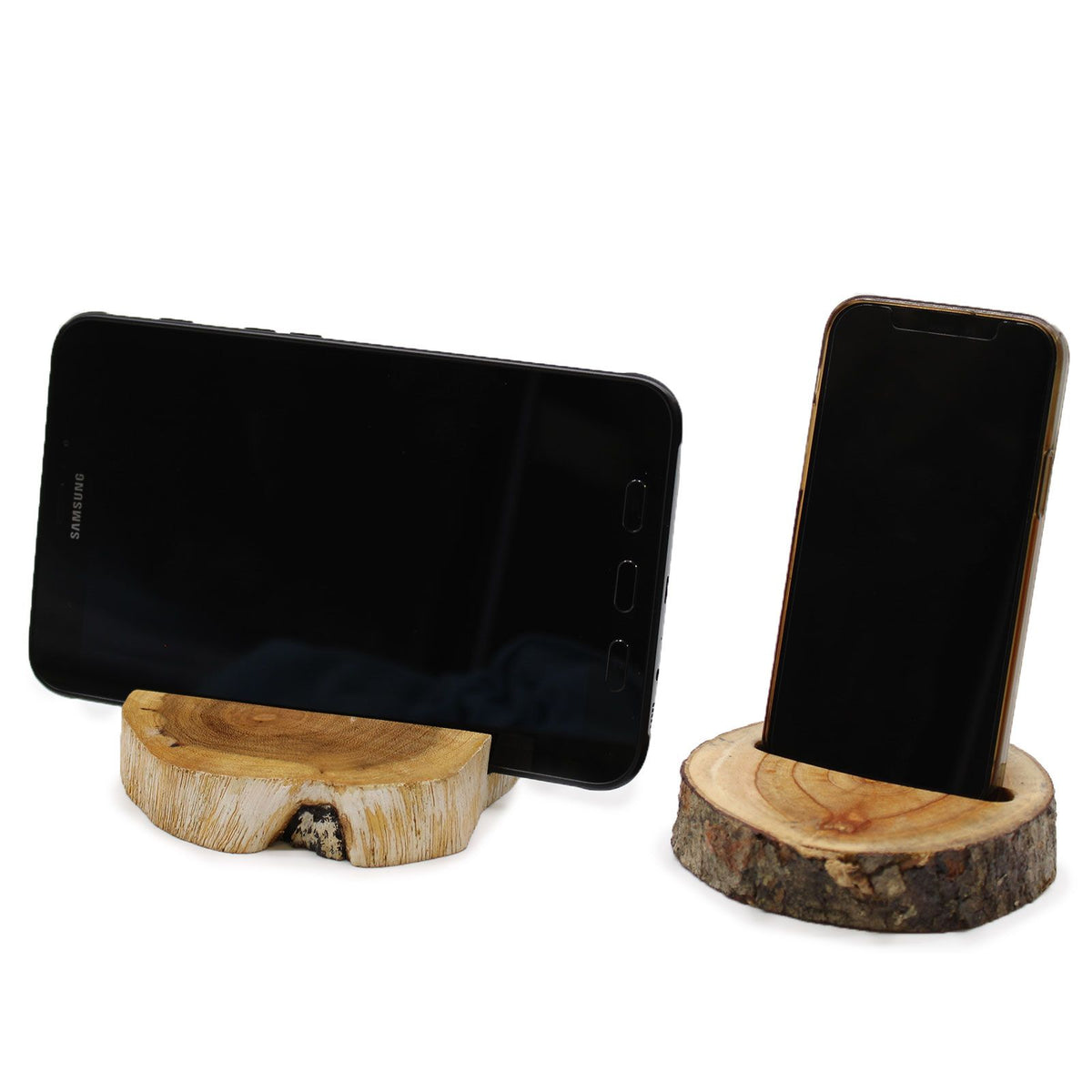 Large Gamal Wood Phone Holder - Whitewash