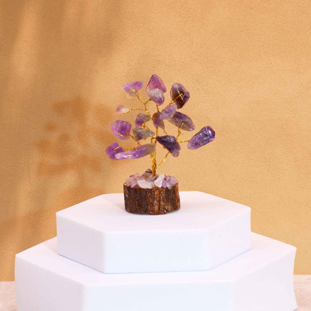 Amethyst Mini Gemstone Tree on Wood Base, 15 Stones – view 2