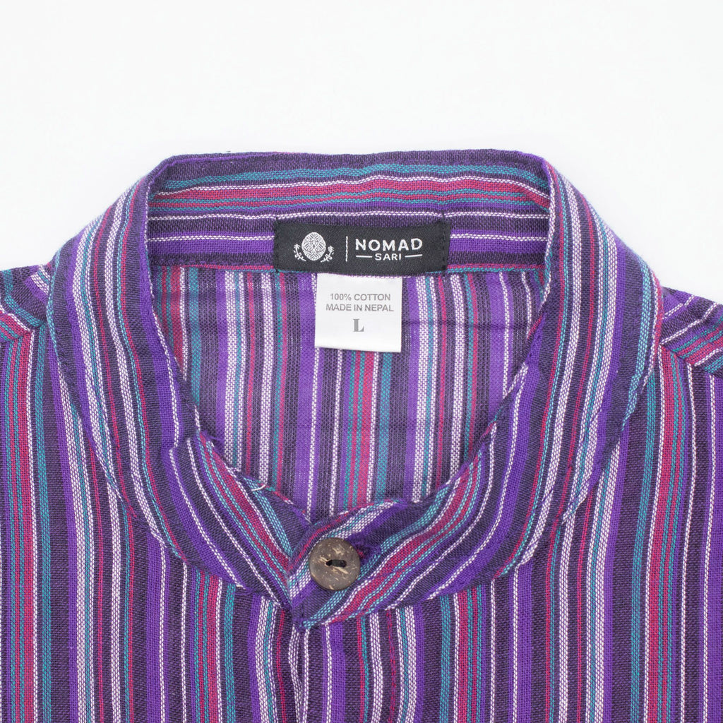 Nomad Sari Grandad Shirt - Black Purple - Large – view 9