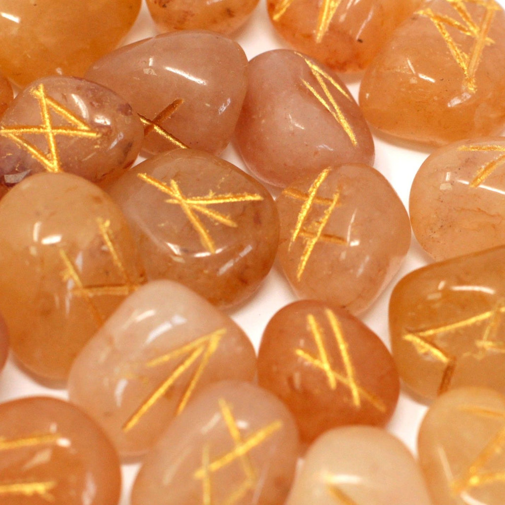 Yellow Aventurine Rune Stone Set in Cotton Pouch – view 3
