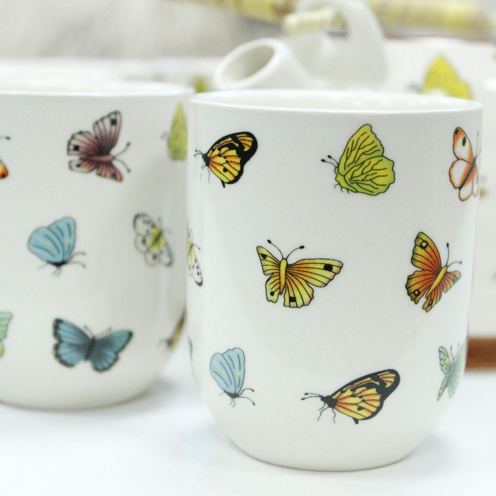 Ceramic Herbal Teapot Set with 6 Cups - Butterflies – view 4