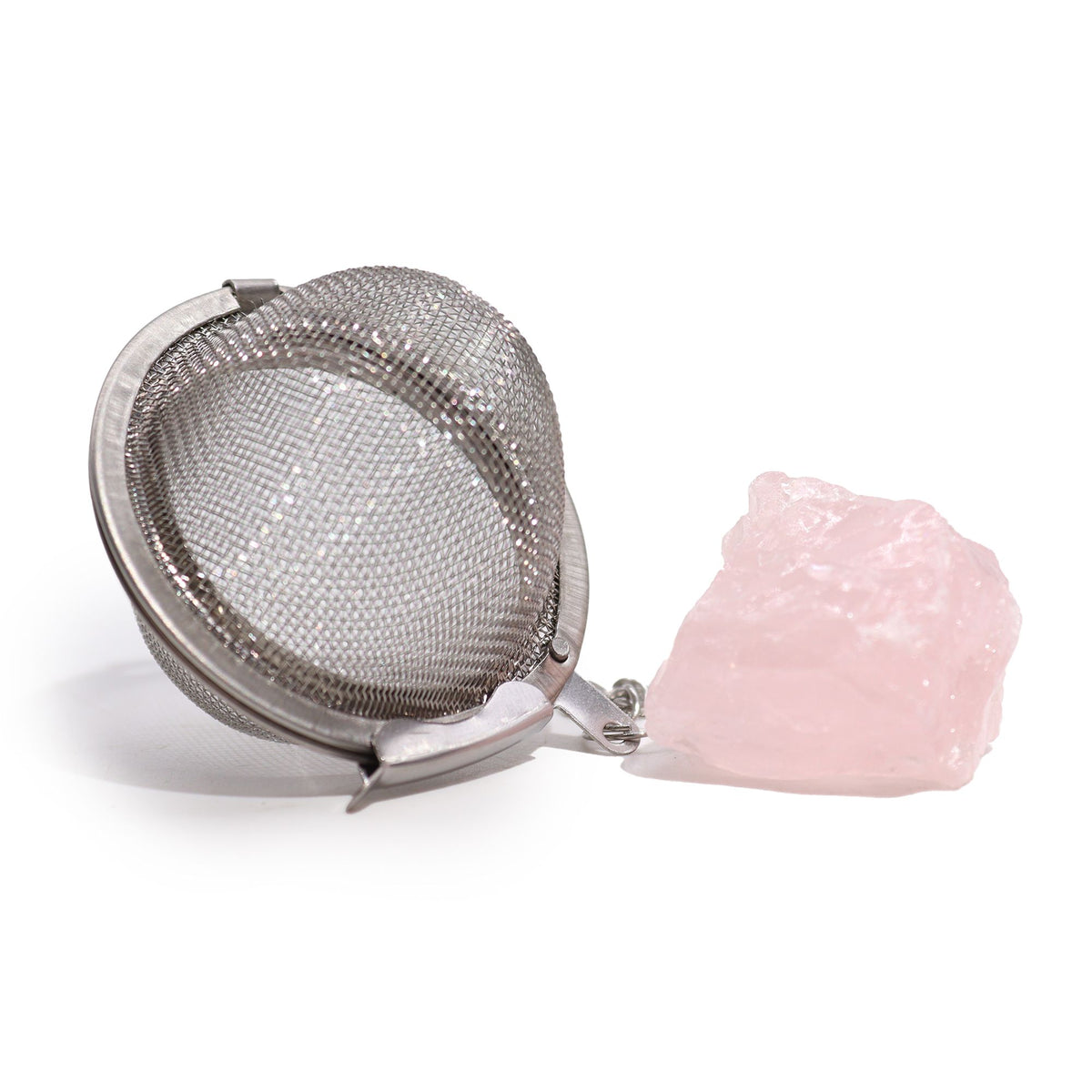 Rose Quartz Raw Crystal Tea Strainer – view 3