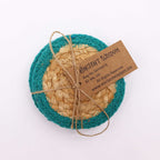 Jute & Cotton Coasters, Teal Border, Set of 4 – view 3