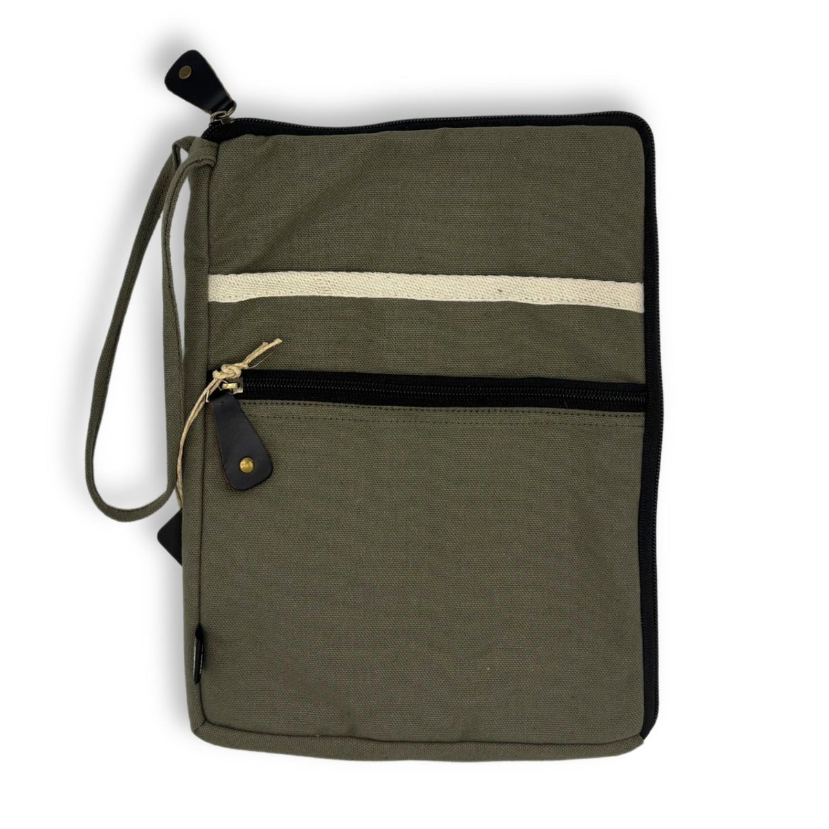 Canvas Travel Laptop Pouch - Olive - 24x33cm – view 6