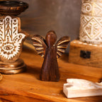 Small Mango Wood Angel - Gold Wings, 12cm – view 8