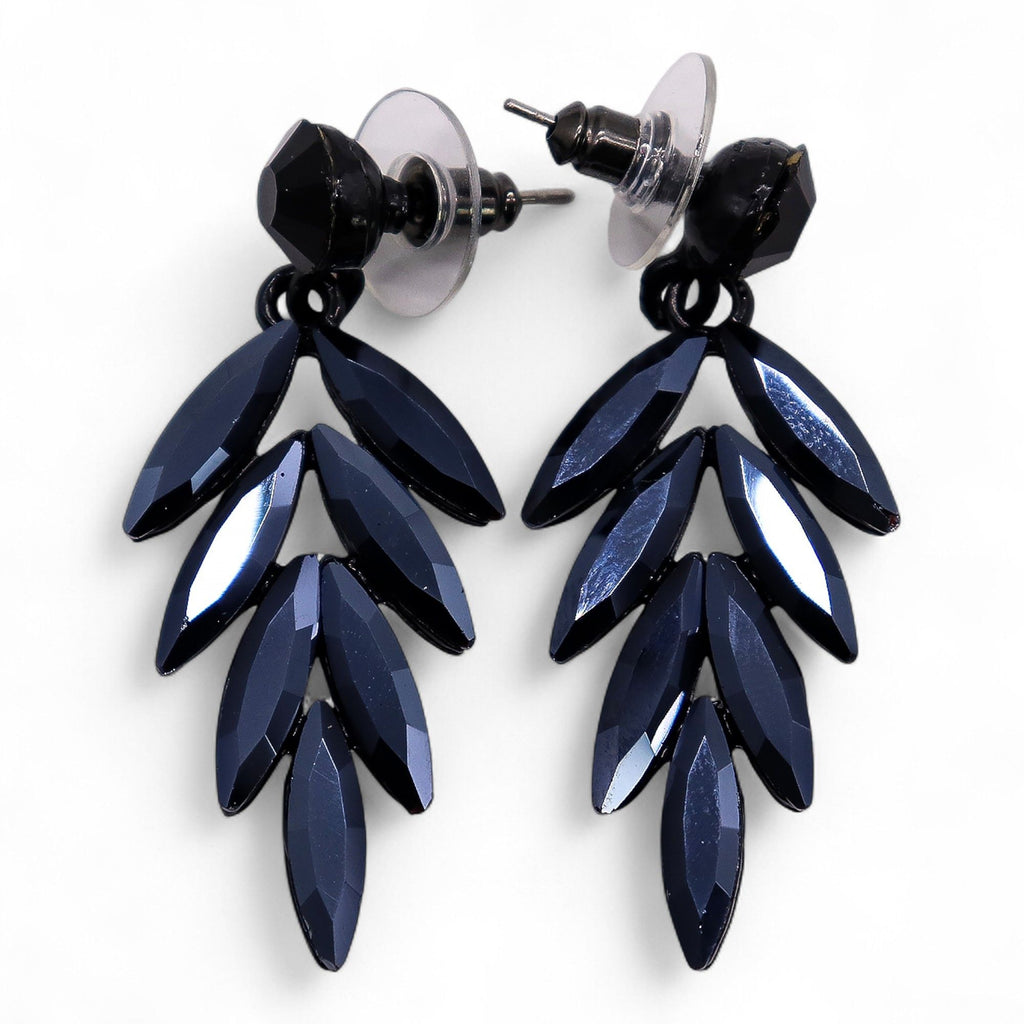 Nymph Jet Black Long Drop Glass Earrings – view 6