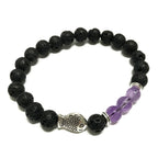 Lava Stone Bracelet with Fish Charm and Amethyst – view 2