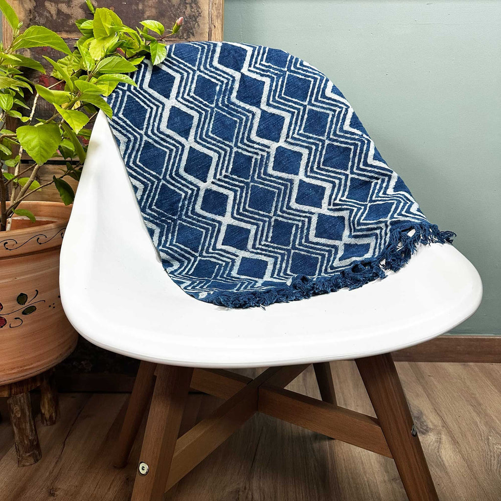 Handmade Indigo Runner - 170x60cm - Heerak Pattern