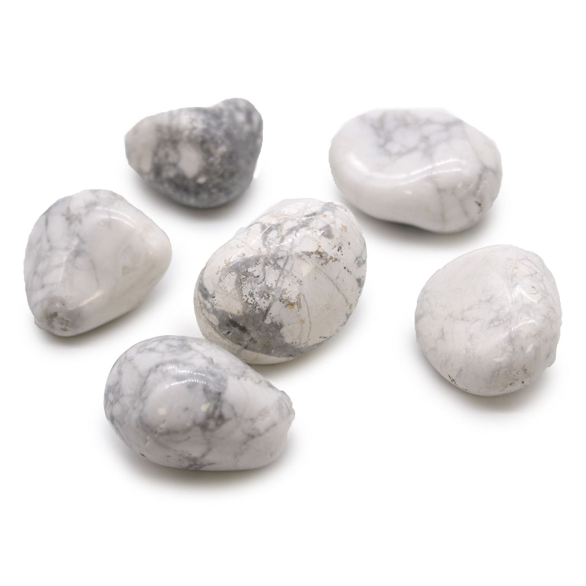 Bag of 6 Large White Howlite Magnesite Tumble Stones – view 2