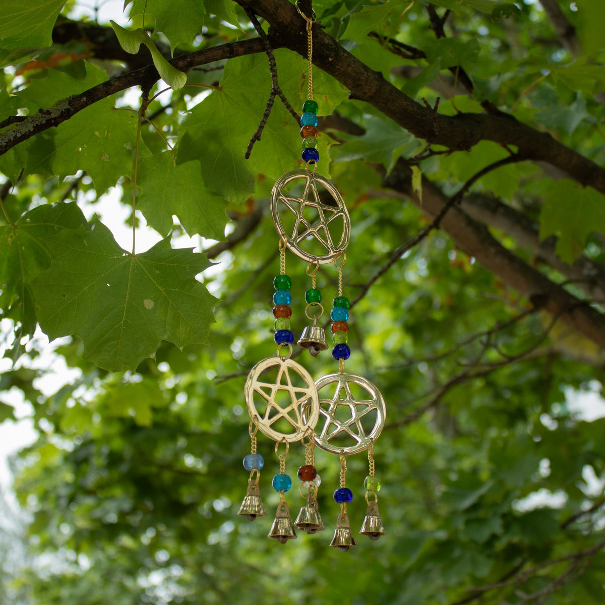 Brass Tri-Pentagram Wind Chime - 7 Bells, 9.5x32cm – view 4