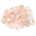 Rose Quartz Rune Set in Cotton Pouch