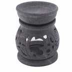 Small Soapstone Oil Burner 8cm - Om Symbol
