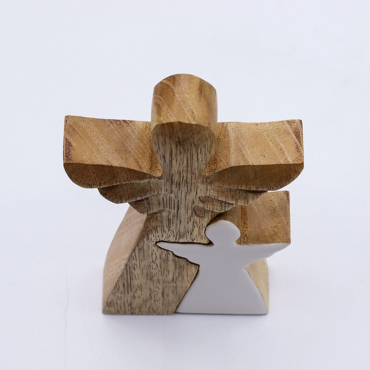 Mango Wood Angel in Angel, White Enamel, 15x2cm – view 5