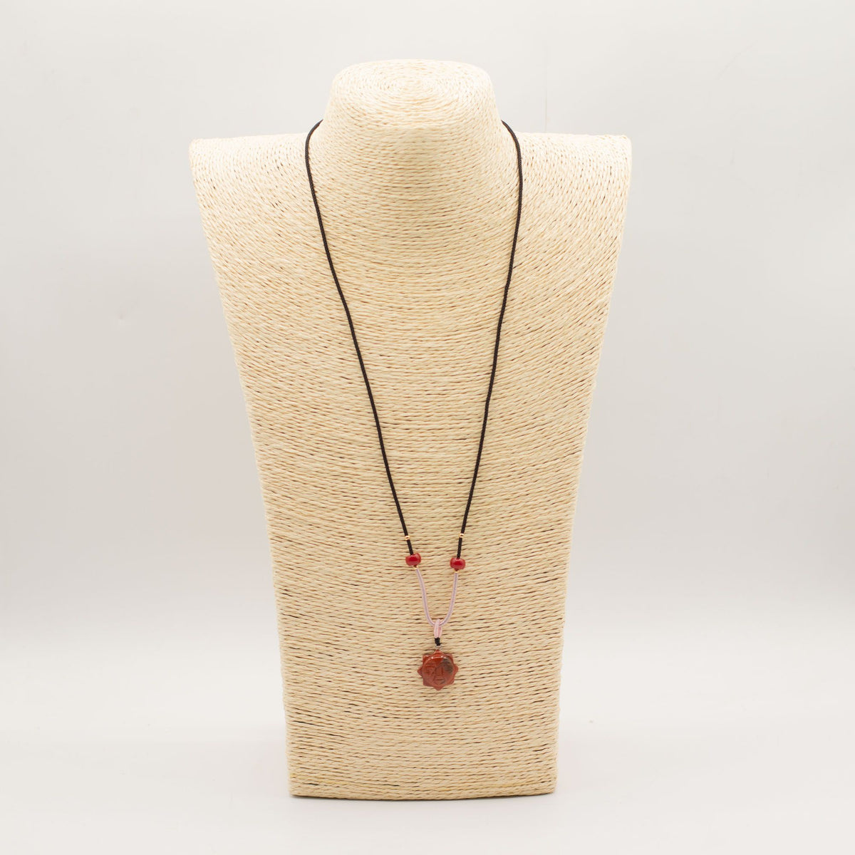 Carnelian Sun Face Cord Necklace Pendant – view 2