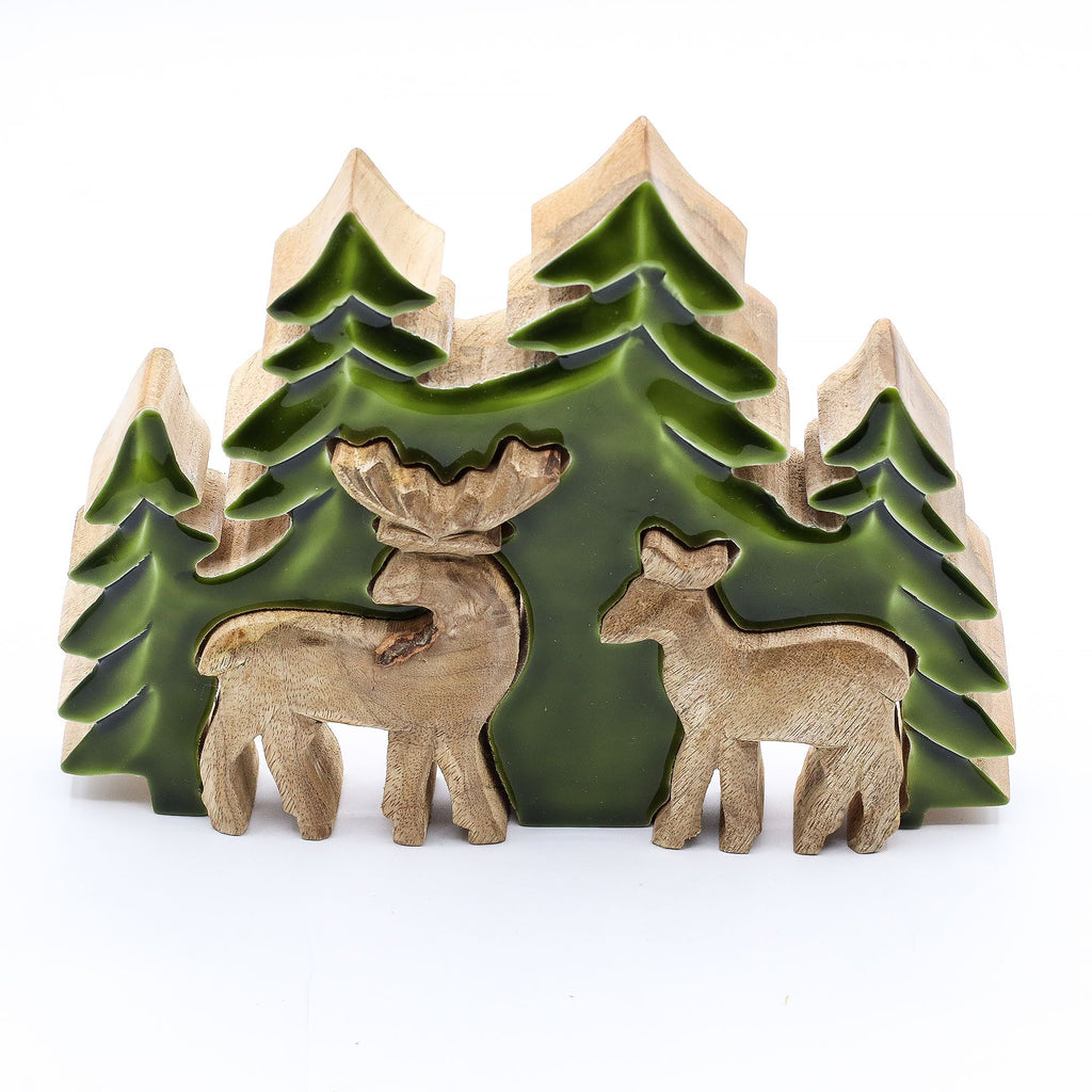 Two Deer in the Forest Wooden Decoration - 18 x 23 cm – view 3