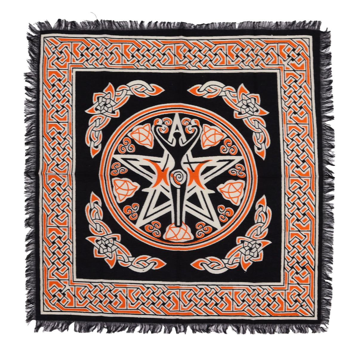 Fringed Cotton Altar Cloth - Earth Mother Design – view 2