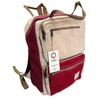 Large Boxy Hemp Backpack - Wine & Cream – view 2