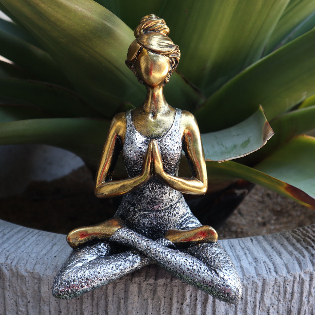 Yoga Lady Figure, Bronze and Silver, 24 cm – view 5