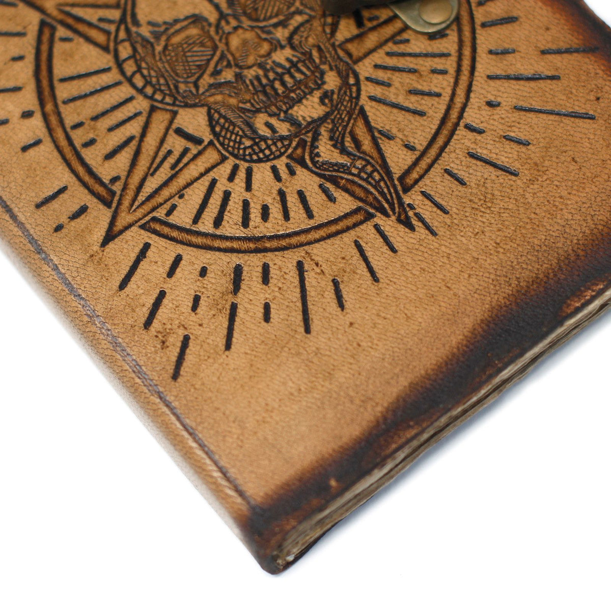 Leather Pentagon & Skull Notebook, Burnt Edge – 13x17.5 cm – view 7