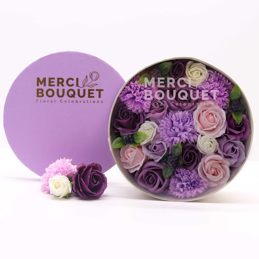 Round Soap Flower Gift Box - Lavender Rose & Carnation – view 2