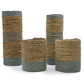 Seagrass and Grey Raffia Vase and Bin Set (2 Vases, 2 Bins)
