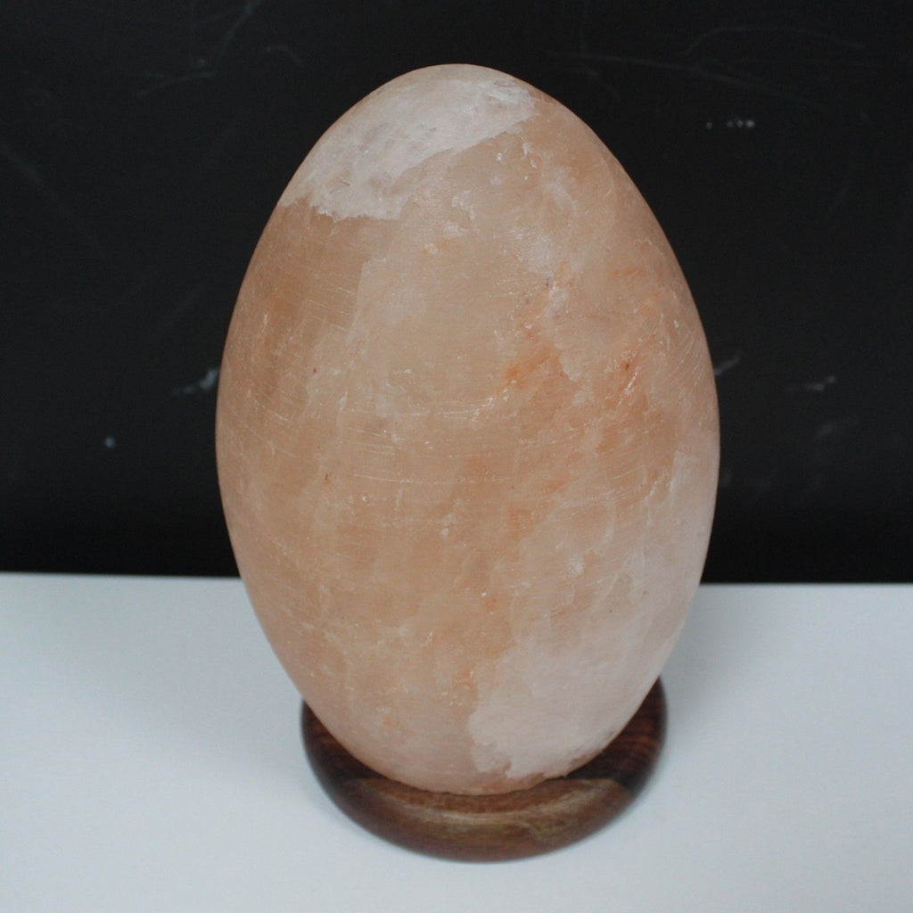 Himalayan Salt Lamp Egg on Wooden Base – view 4