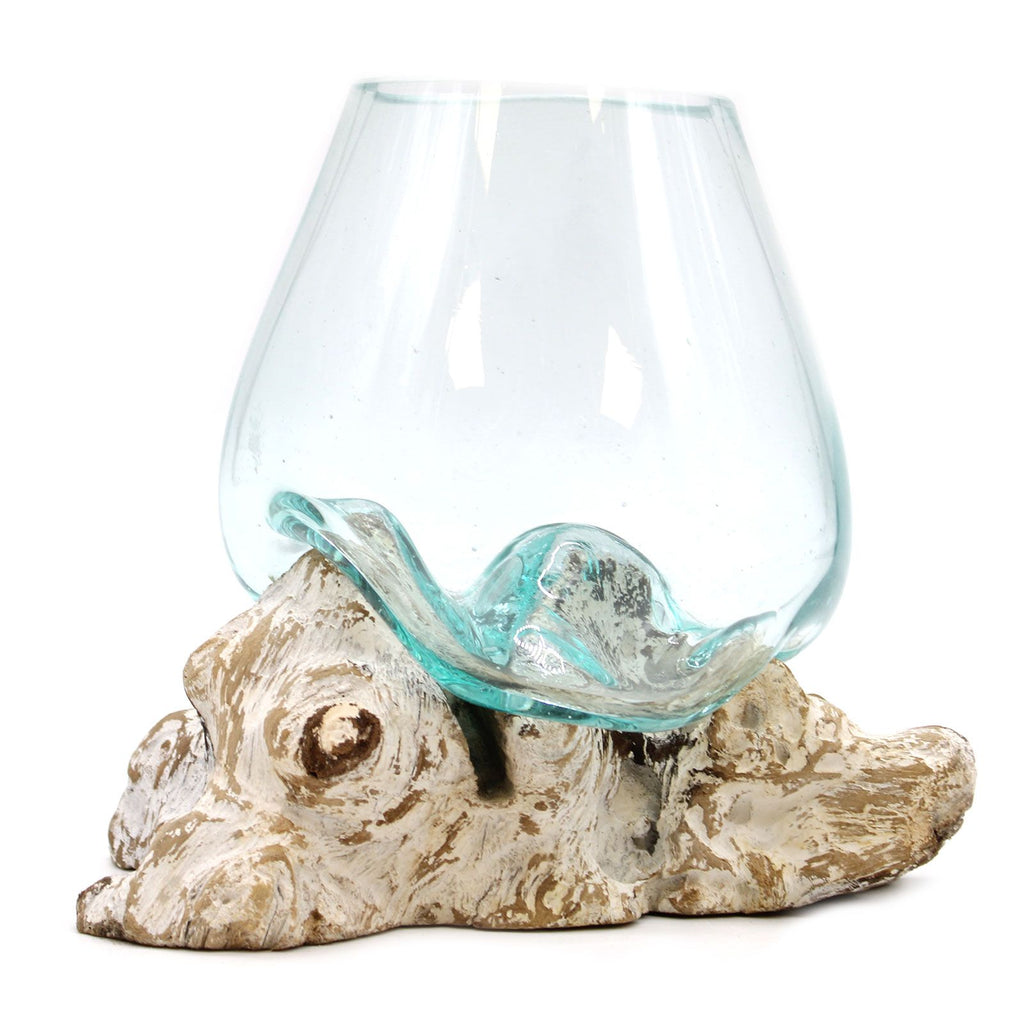 Molten Glass Bowl on Whitewash Wood - Large – view 3
