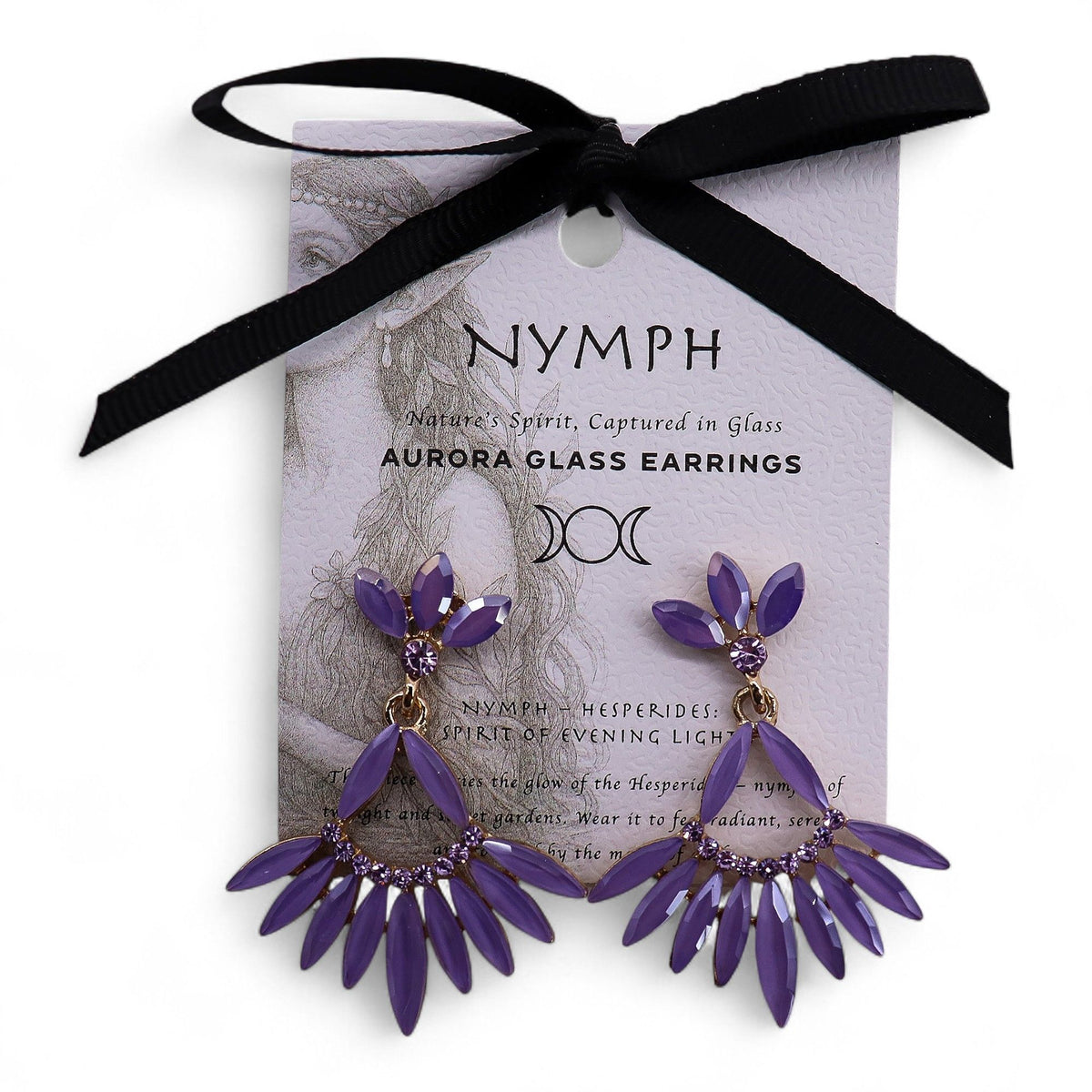 Nymph Lavender Long Drop Glass Earrings – view 3