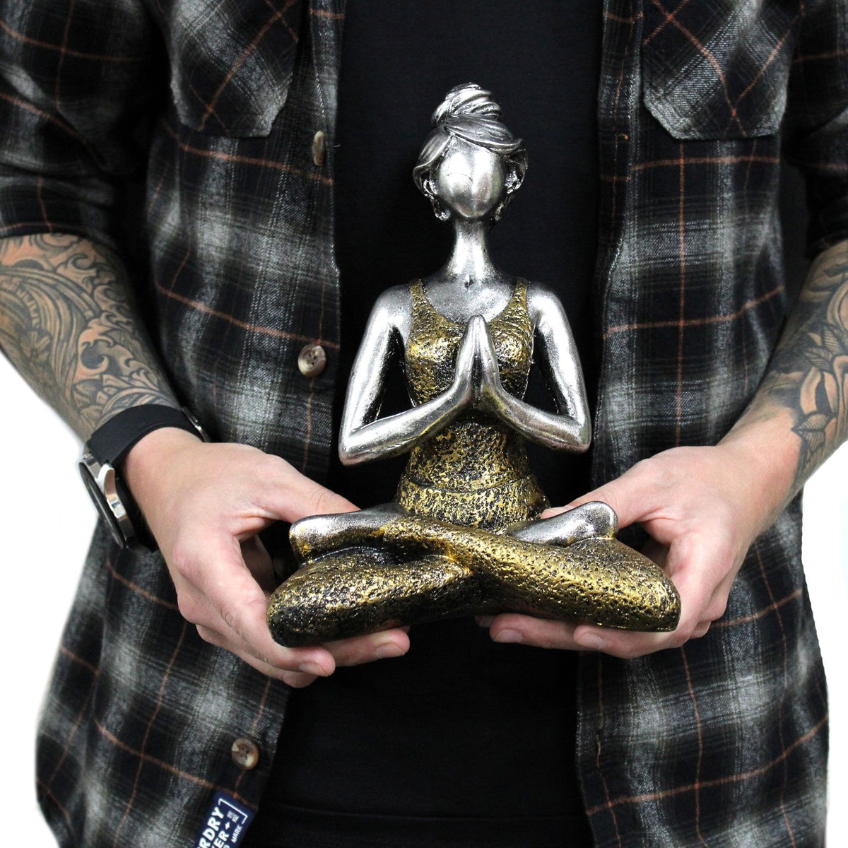 Yoga Lady Figure, Bronze and Turquoise, 24 cm – view 2