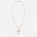 Rose Quartz Crucifix Pendant Necklace on Silver Plated Chain